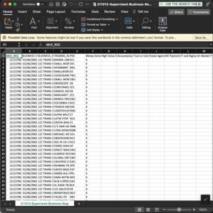 Latest Supervised Business Register - download from HMRC Image of CSV file for register of supervised businesses
